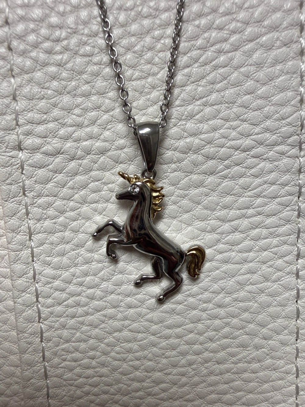 Two-Tone Unicorn Pendant Necklace - Silver and Gold